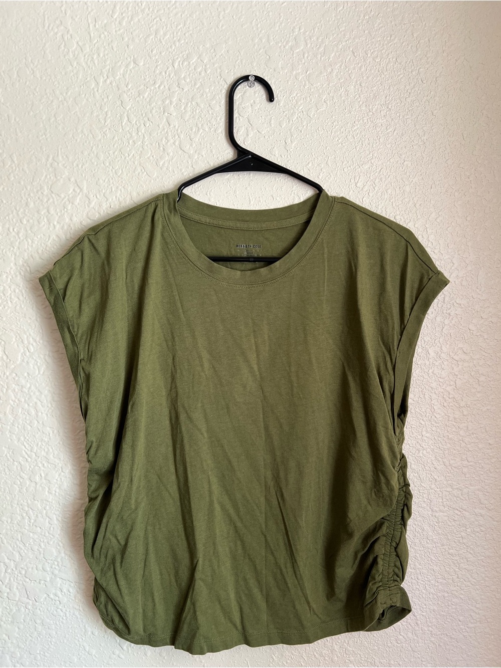 Kenneth Cole Olive Side-Ruched Crewneck Tank
